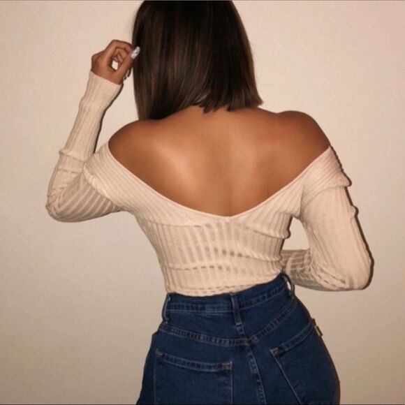 NWOT HMS Hera Collection Black Ribbed V Neck Bodysuit S - Picture 7 of 7